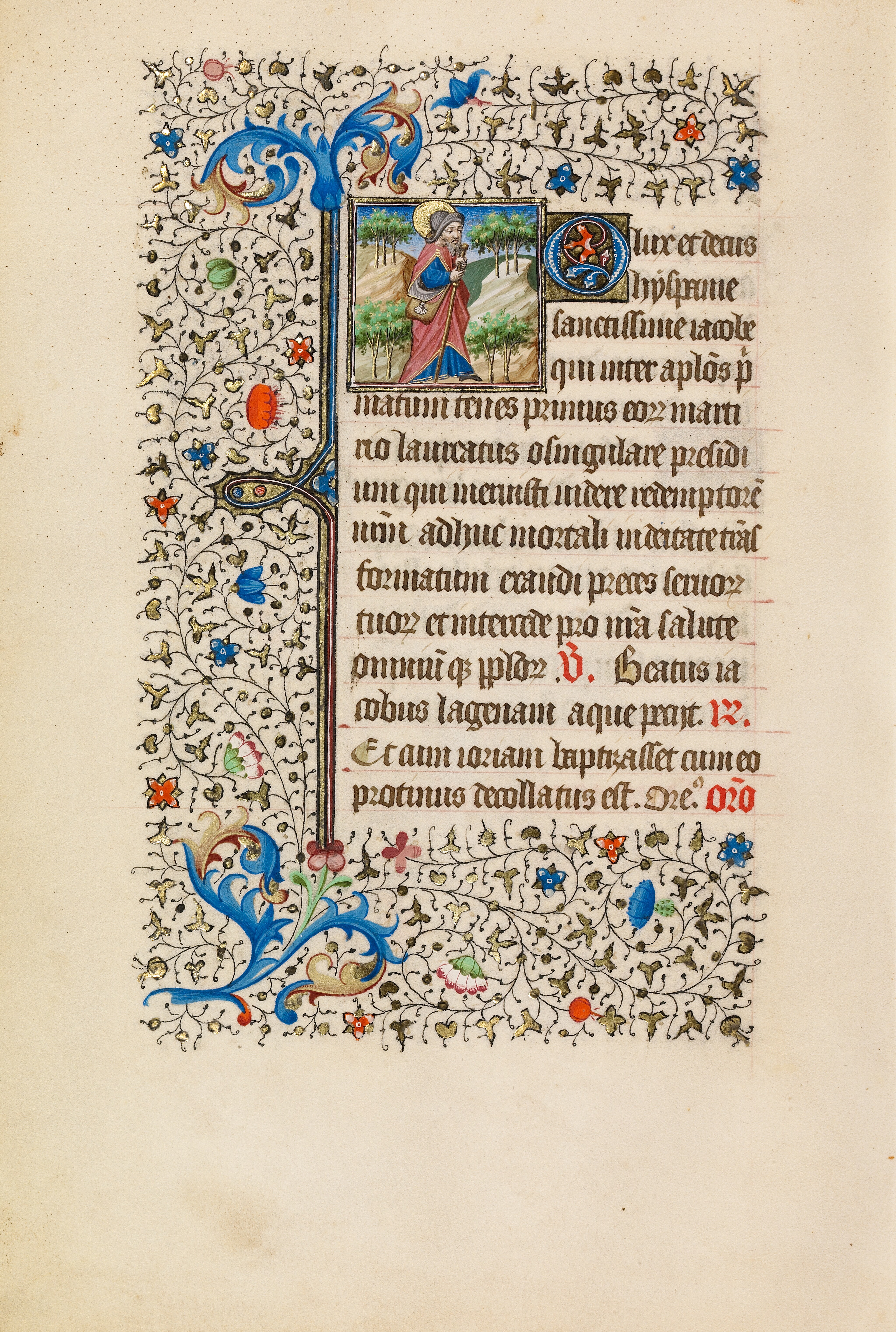 Saint James as a Pilgrim with a Purse and a Staff, c. 1440–1450. Workshop of the Bedford Master. J. Paul Getty Museum, Ms. Ludwig IX 6.